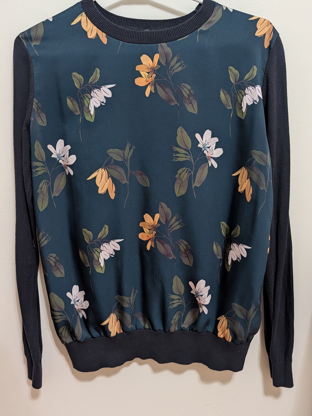 Ted Baker London Floral Crewneck Sweater in Teal, Black & Yellow